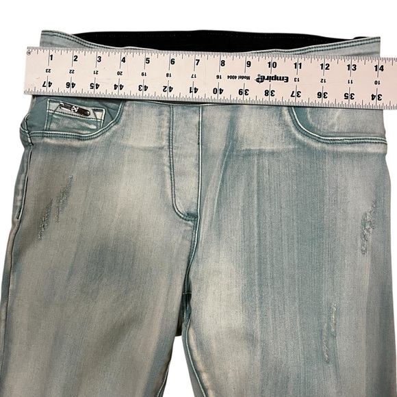 NWOT Coco + Carmen Green Acid Wash Elastic Waist Pull On Jeans - Picture 4 of 8